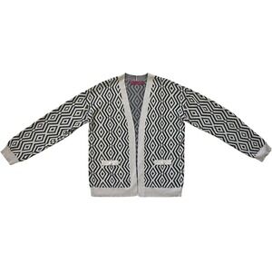 LOVE SCARLETT Geometric Diamond Knit Open Front Cardigan Women Size Medium